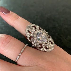 Silver cocktail ring with cz